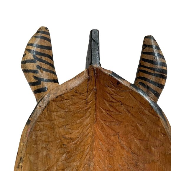 Large Tribal Mask Giraffe Authentic African Hand Wood Carved Hand Painted u - Picture 11 of 11